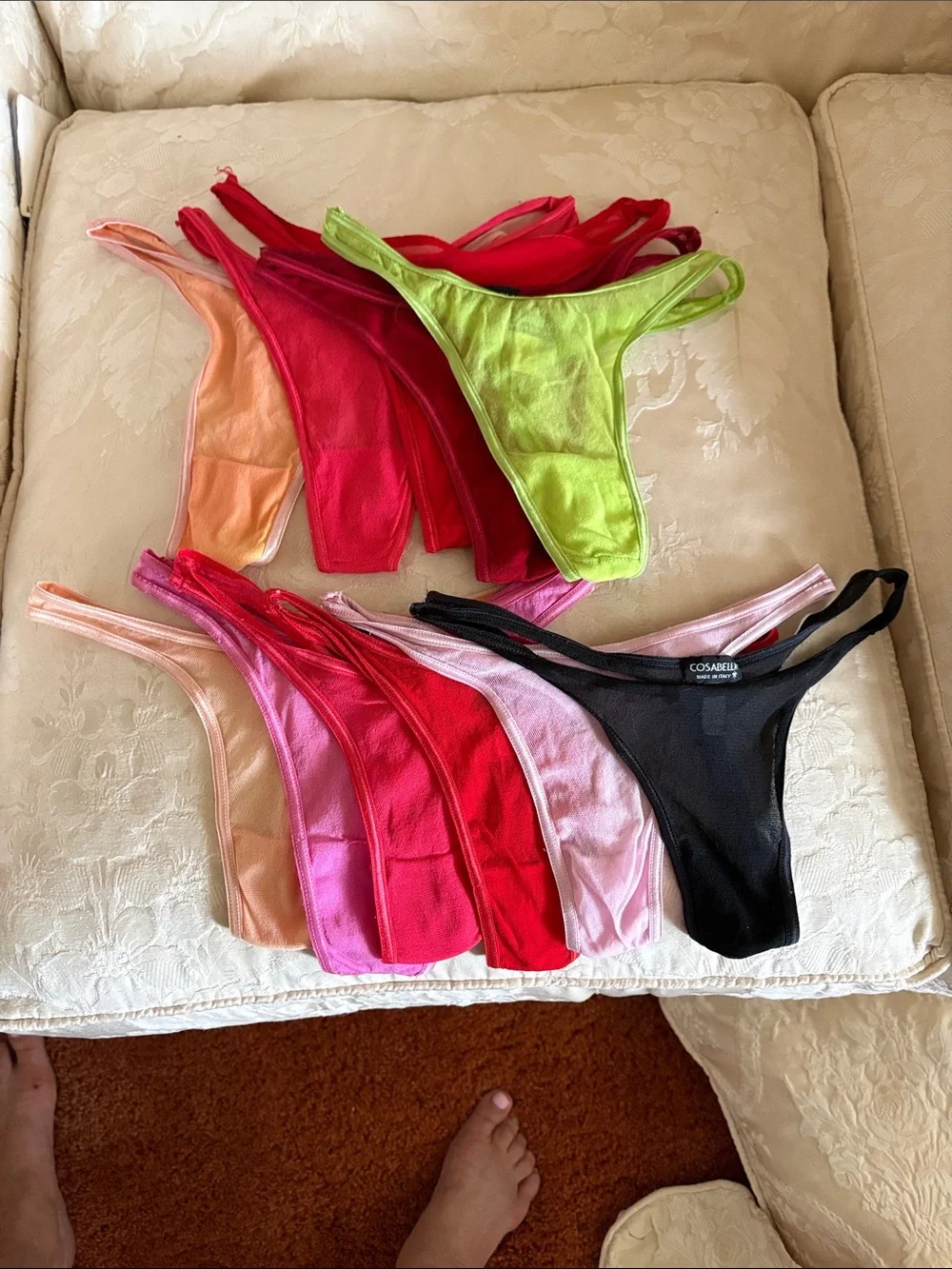 Cosabella Hot Pink and Burgundy Thong Duo